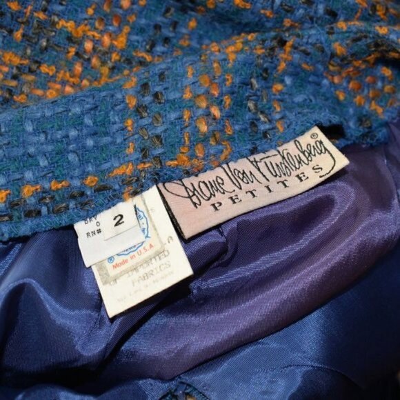 Diane Von Furstenberg Vintage 1970s Cobalt Blue Wool Plaid Skirt Sz 2 - Picture 5 of 7